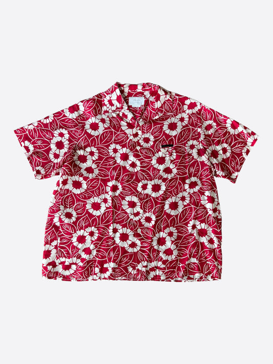 Prada Red & White Floral Button Up Shirt