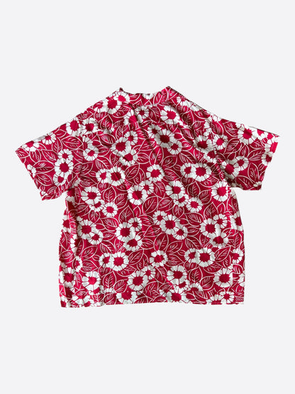 Prada Red & White Floral Button Up Shirt