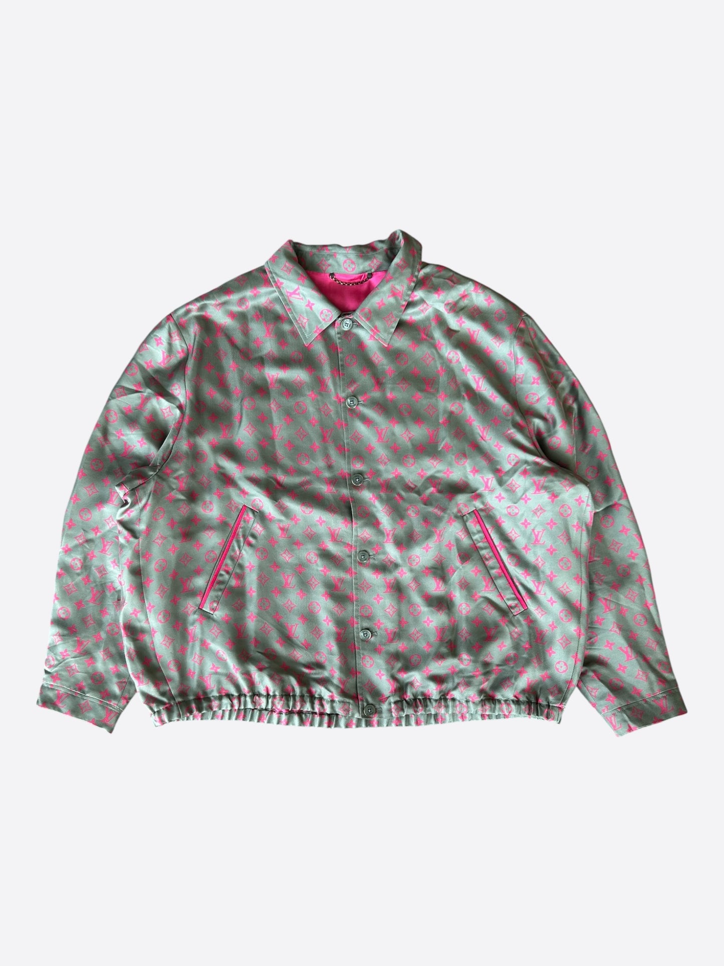 Louis Vuitton Grey & Pink Monogram Silk Jacket