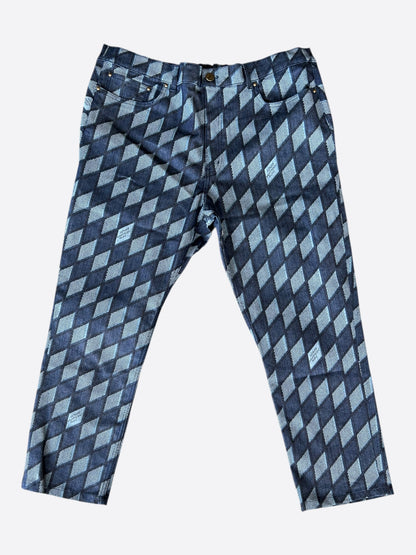 Louis Vuitton Blue Checkered Jeans