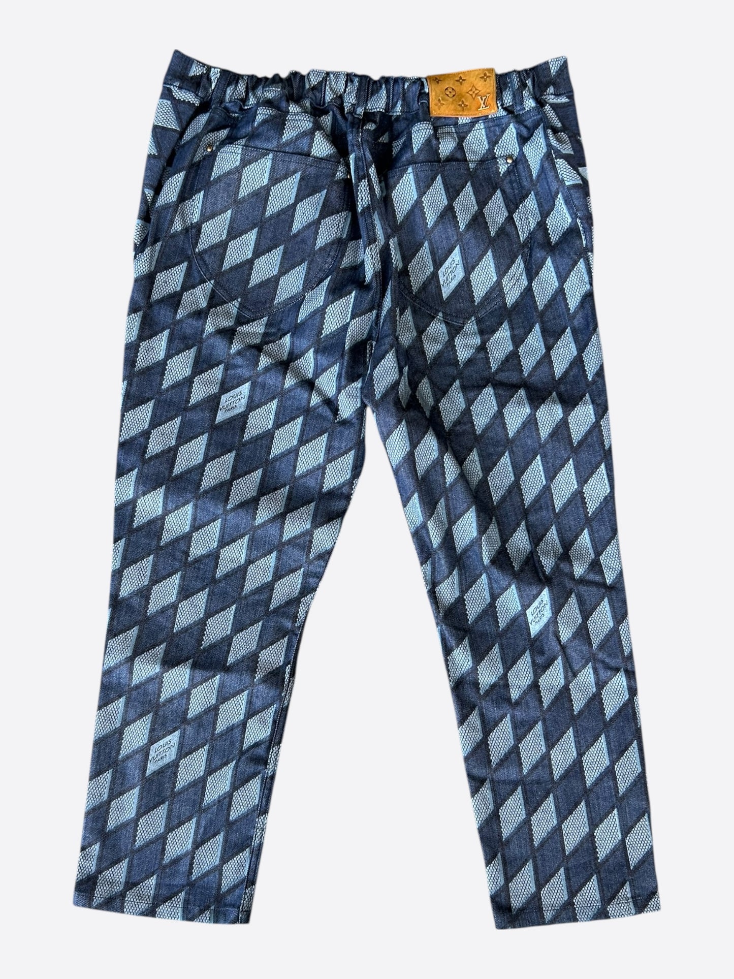 Louis Vuitton Blue Checkered Jeans
