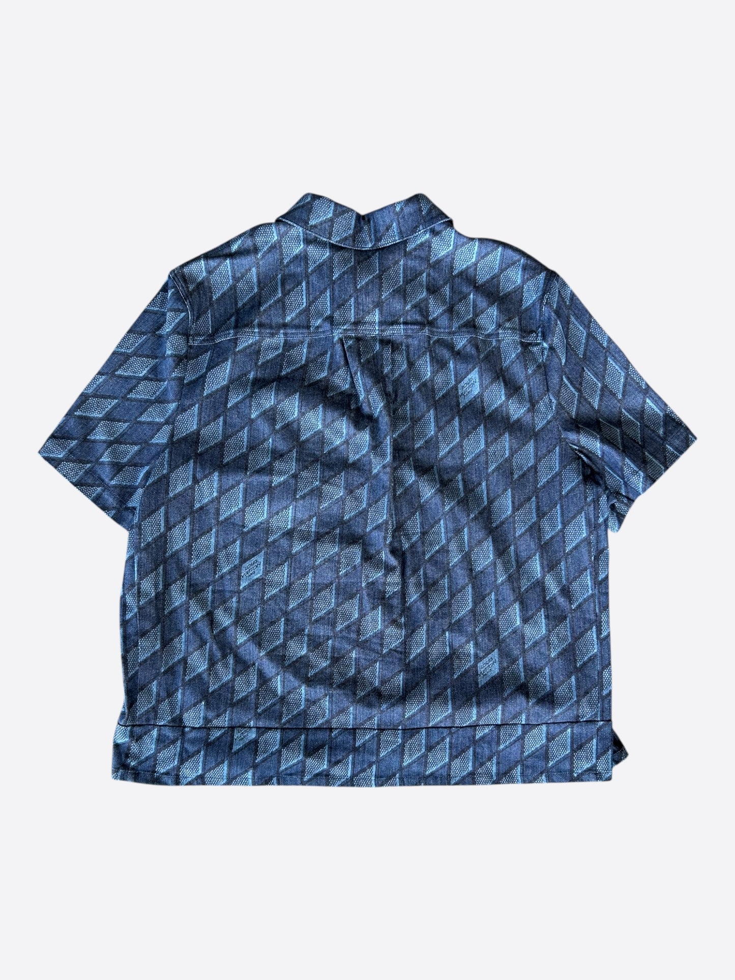 Louis Vuitton Blue Checkered Short Sleeve Button Up Shirt