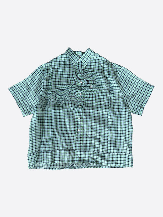 Lanvin Green Distorted Plaid Button Up Shirt