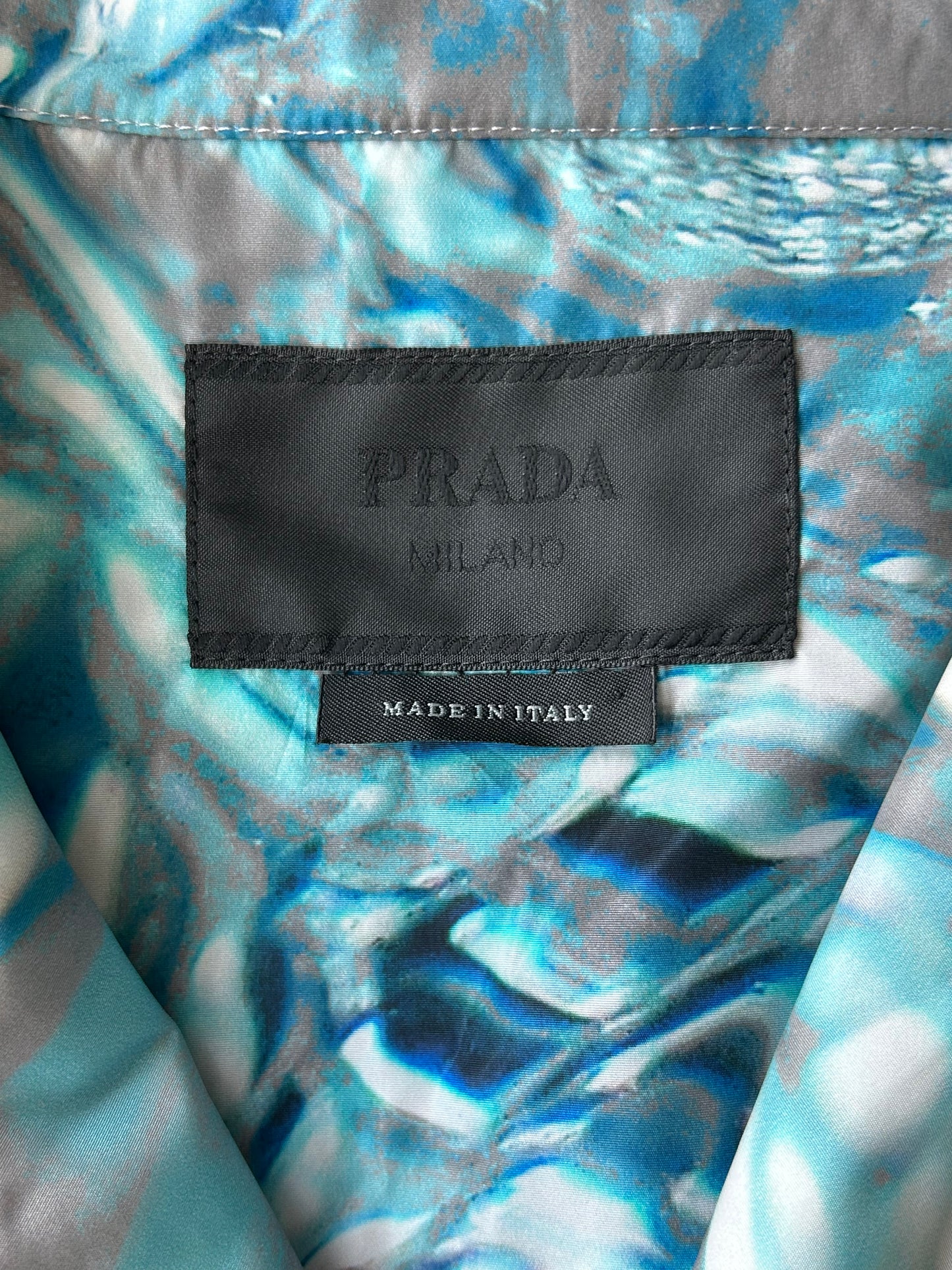 Prada Blue & Grey Oceanic Button Up Shirt