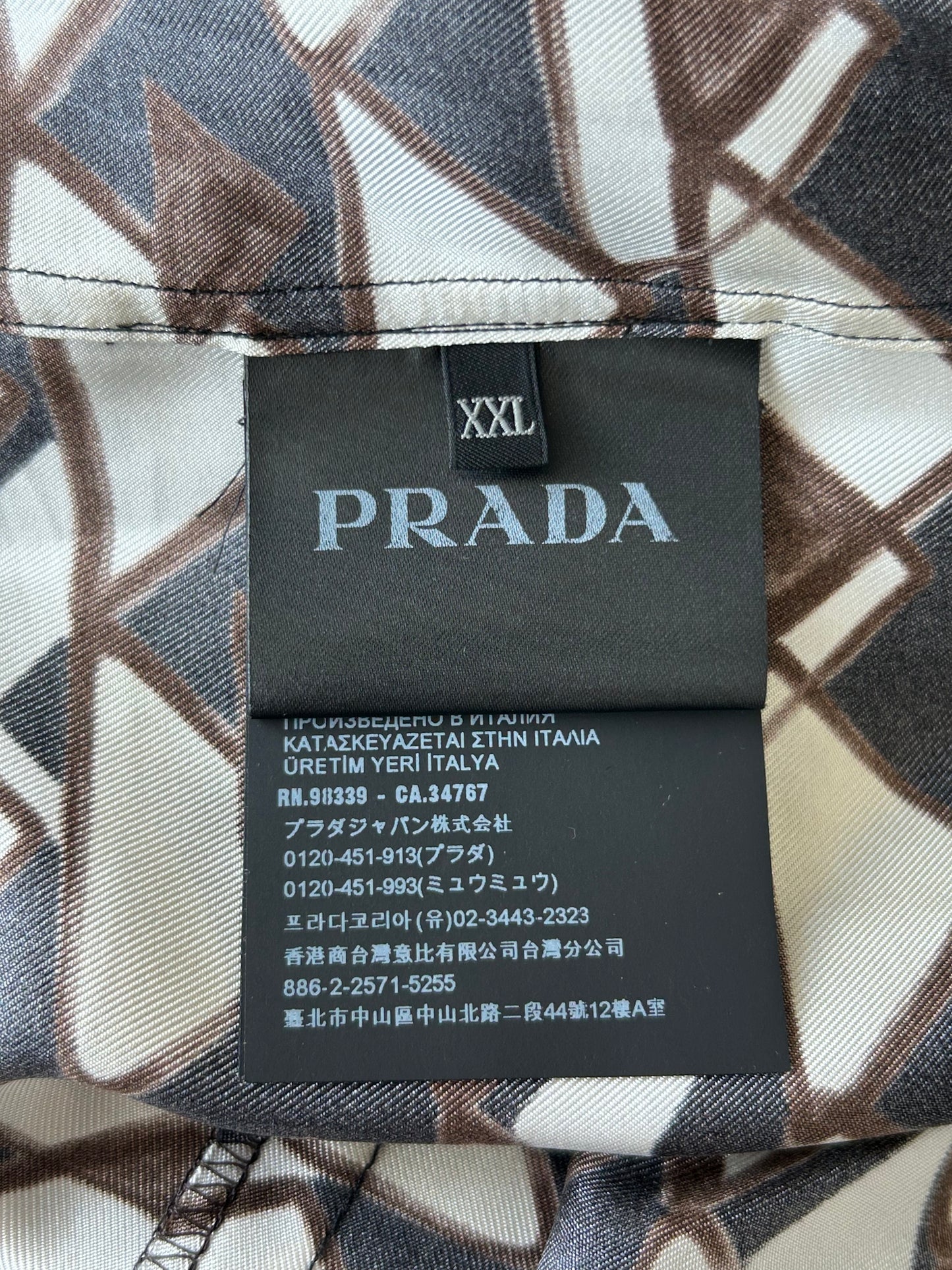Prada Black & Multicolor Allover Logo Button Up Shirt