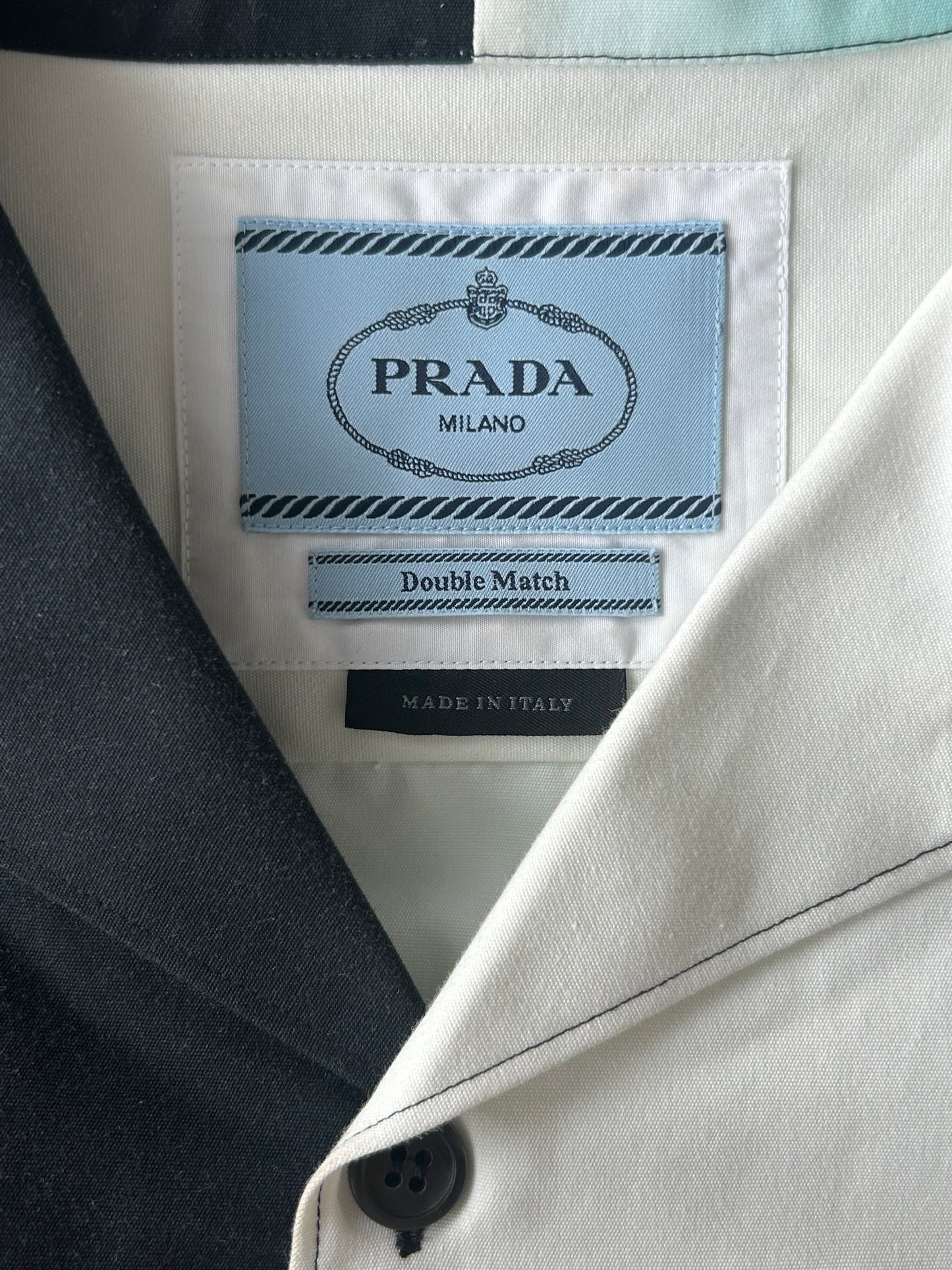 Prada White Flames Split Button Up Shirt