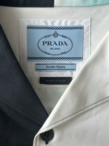 Prada White Flames Split Button Up Shirt