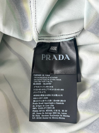 Prada White Flames Split Button Up Shirt