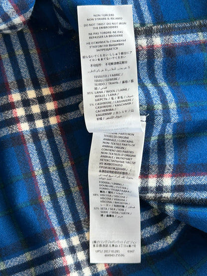 Gucci Blue & White Plaid Embroidered Button Up Shirt