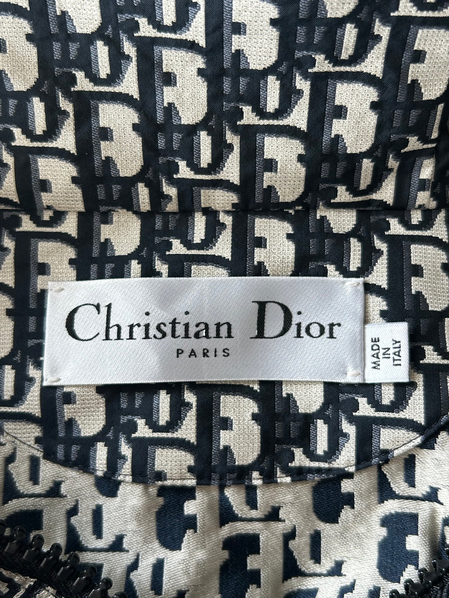Dior Black & White Houndstooth Taffeta Oversized Women's Anorak
