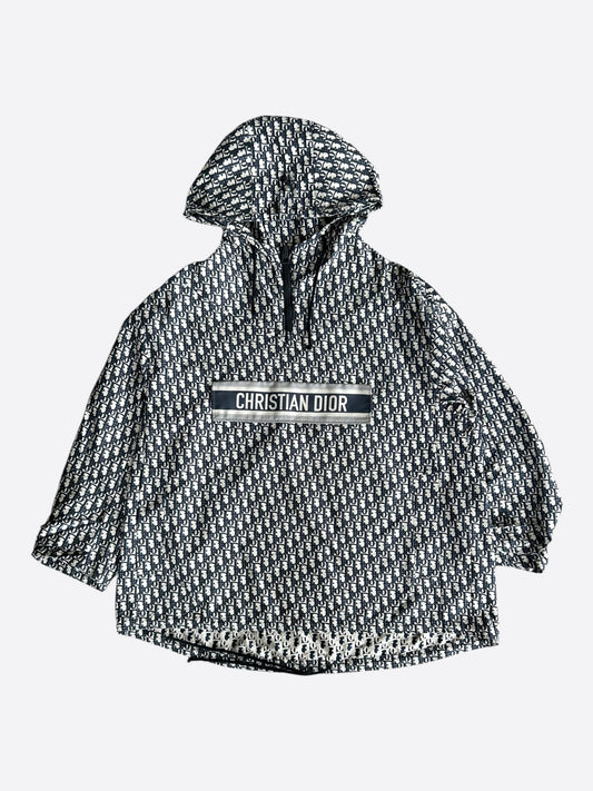Dior Black & White Houndstooth Taffeta Oversized Women's Anorak