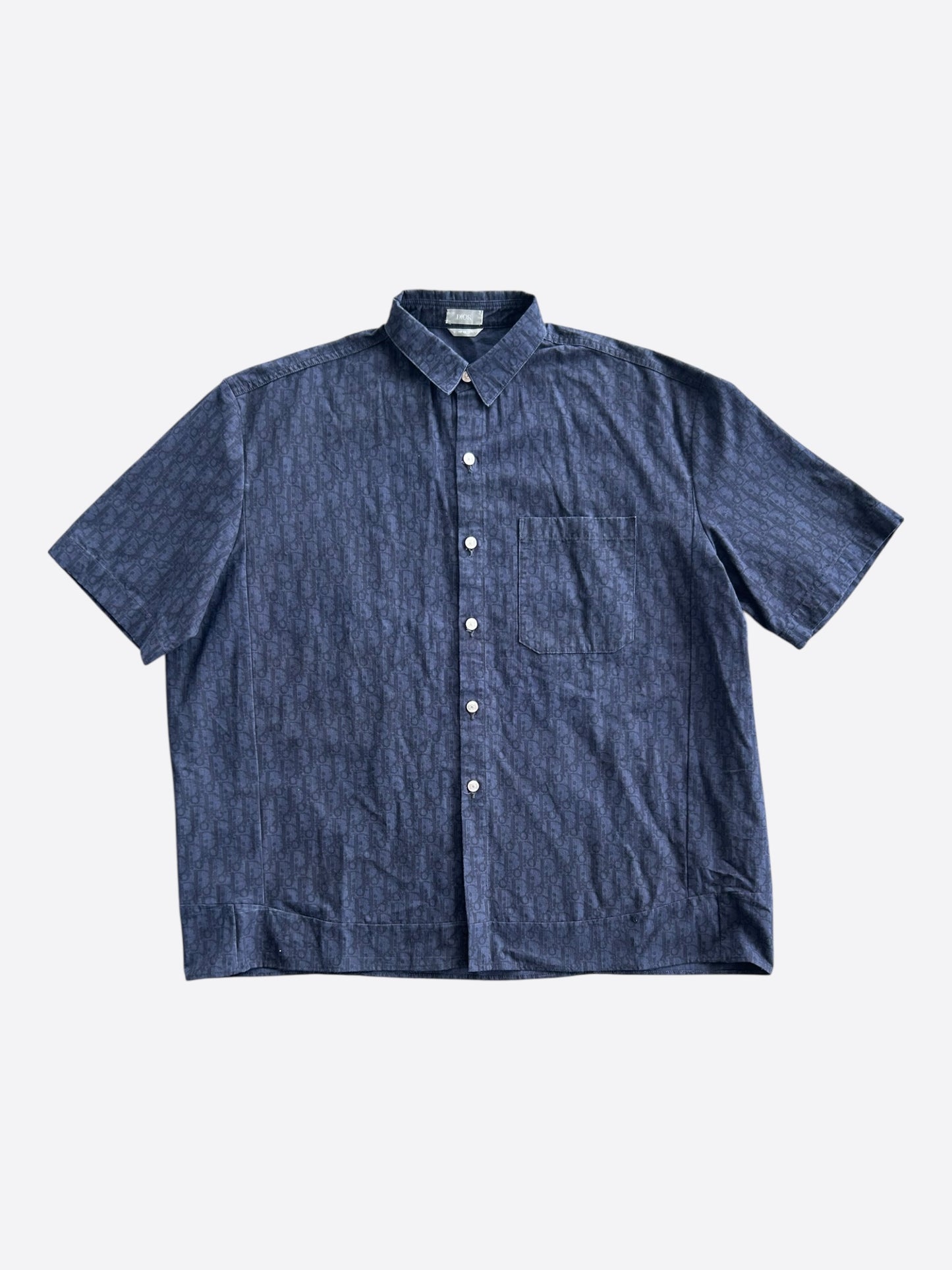 Dior Blue & Black Oblique Denim Button Up Shirt