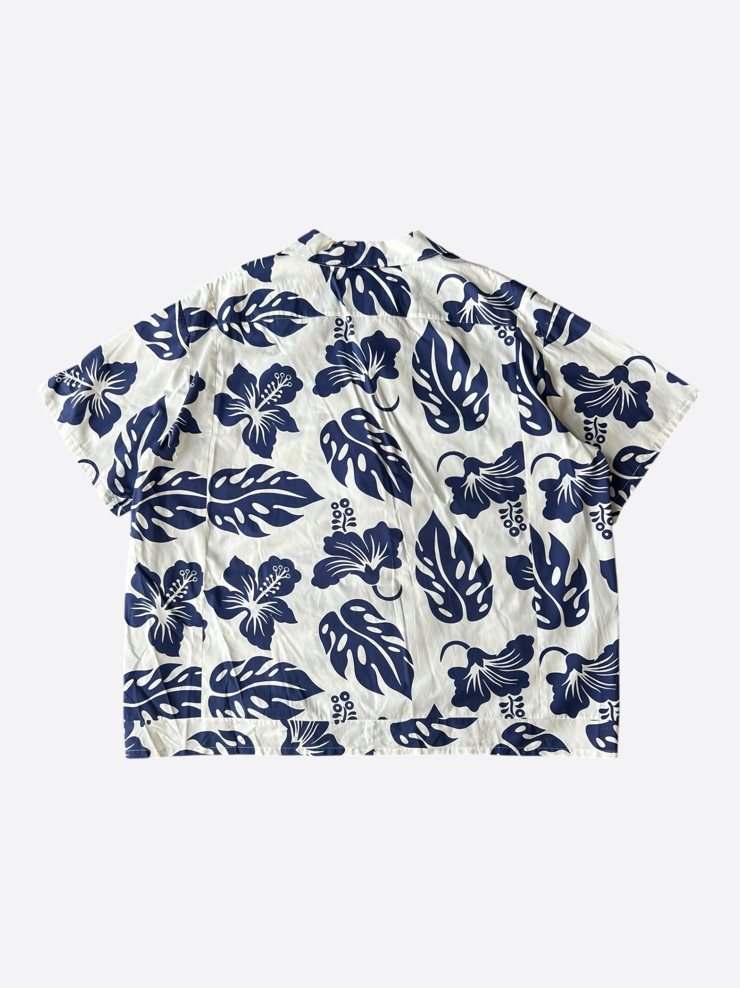 Prada White & Blue Floral Button Up Shirt