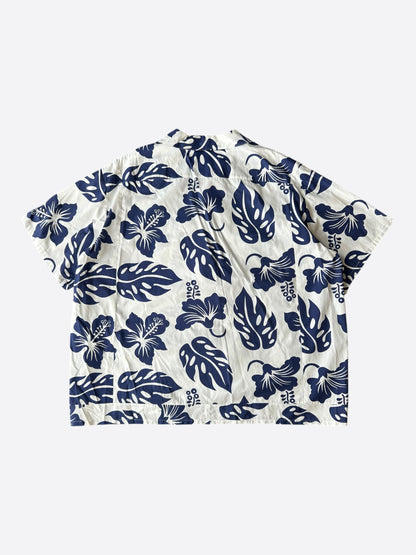 Prada White & Blue Floral Button Up Shirt