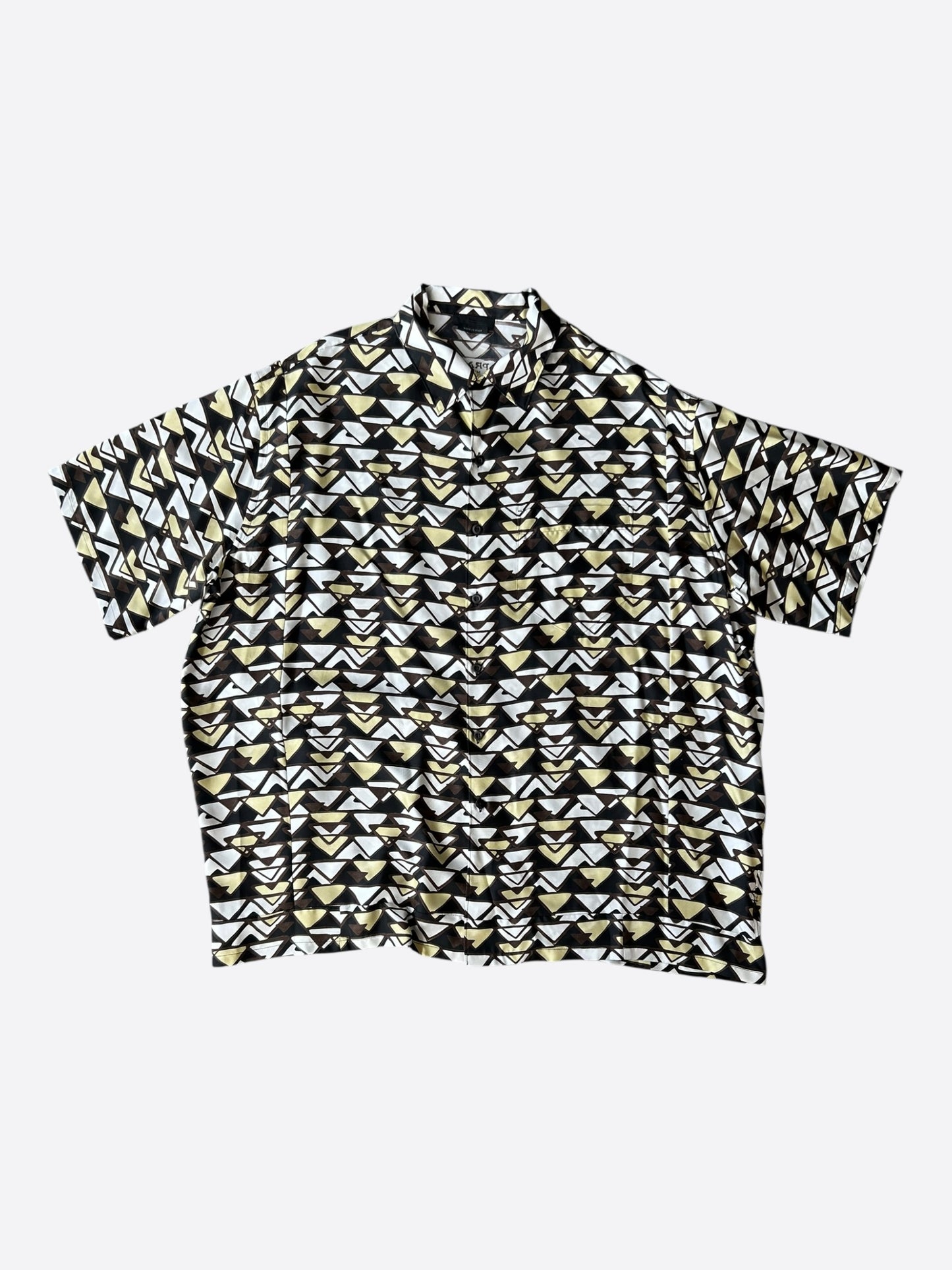 Prada Black & Multicolor Allover Logo Button Up Shirt