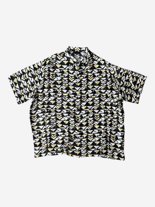 Prada Black & Multicolor Allover Logo Button Up Shirt