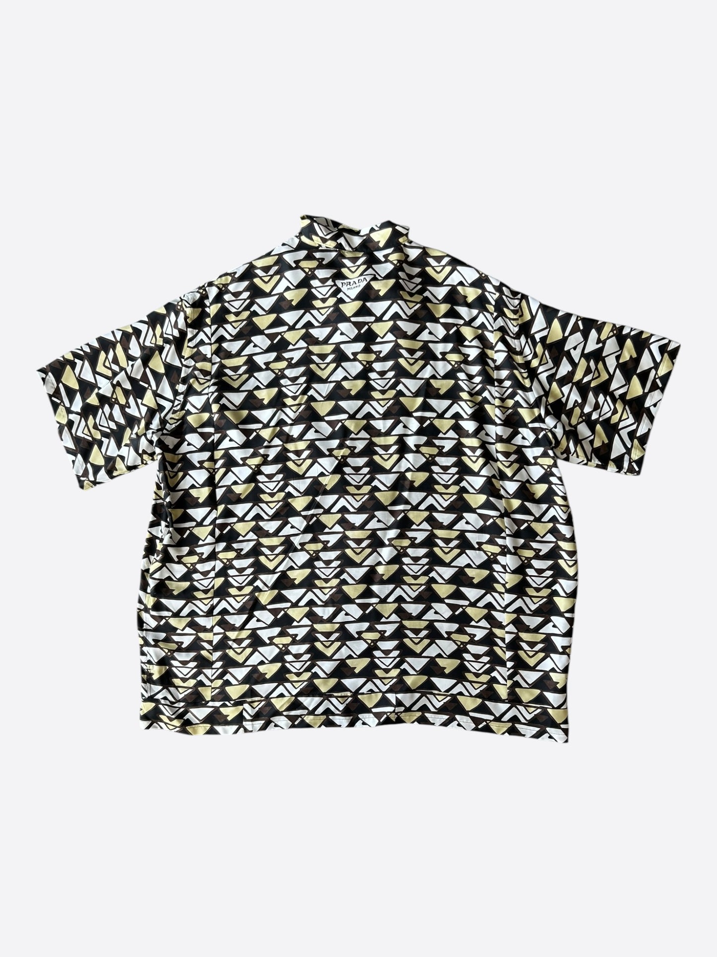 Prada Black & Multicolor Allover Logo Button Up Shirt