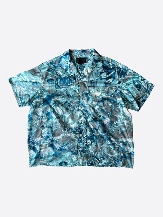 Prada Blue & Grey Oceanic Button Up Shirt