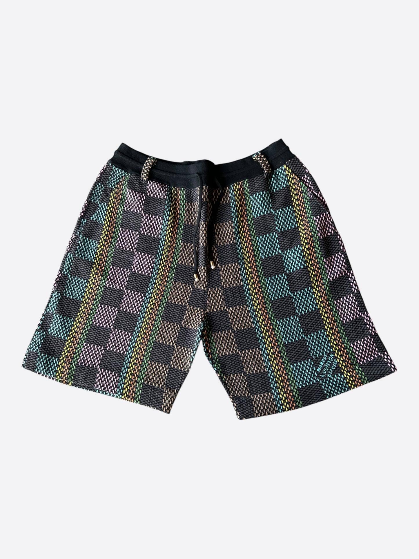 Louis Vuitton Black & Multicolor Damier Knit Shorts