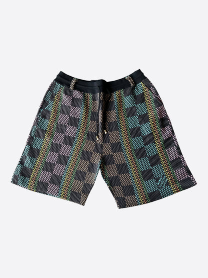 Louis Vuitton Black & Multicolor Damier Knit Shorts