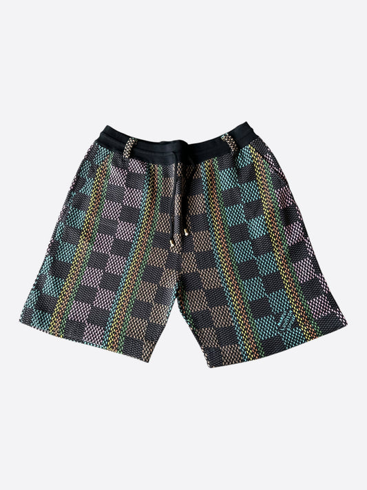 Louis Vuitton Black & Multicolor Damier Knit Shorts