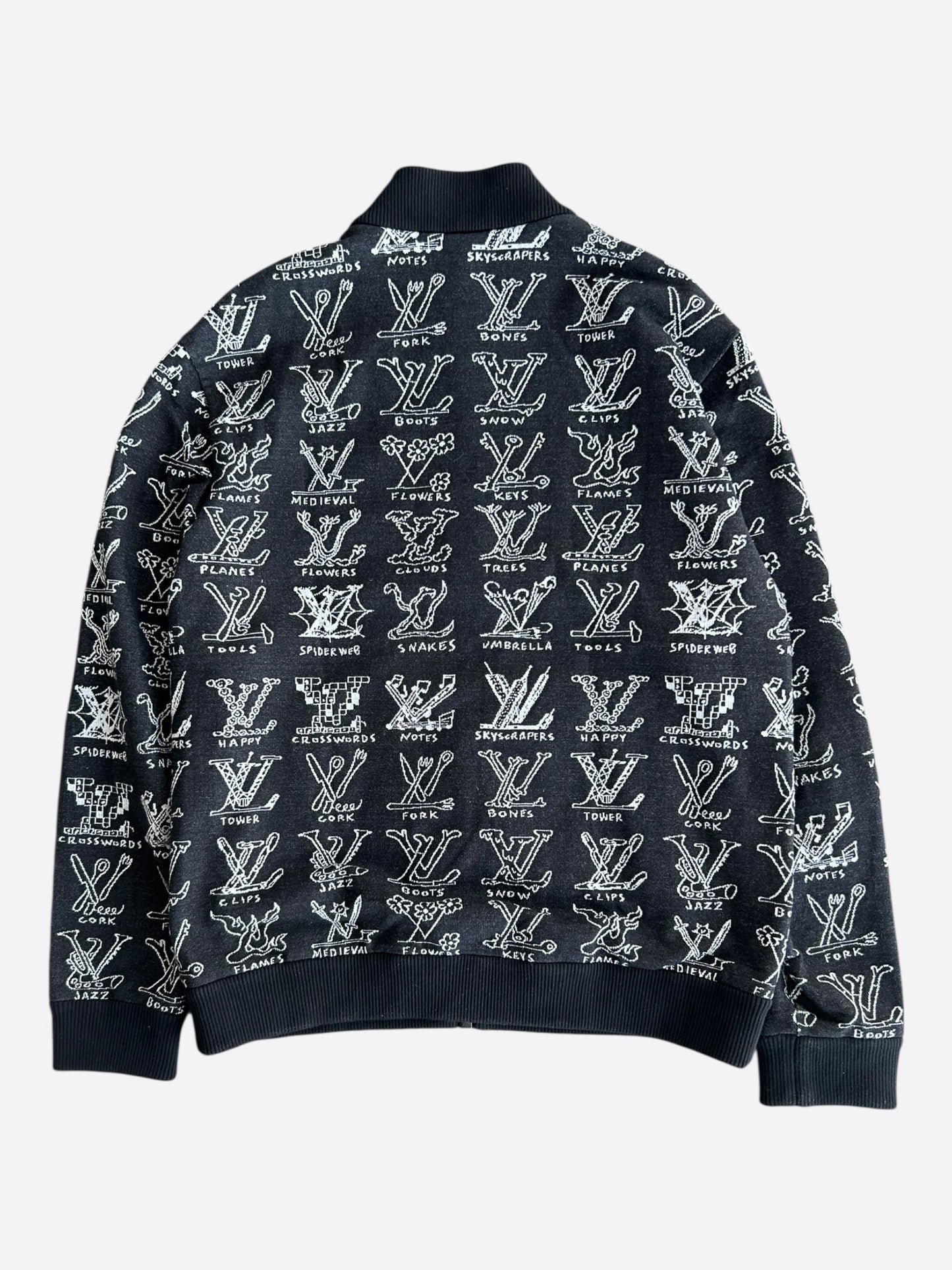 Louis Vuitton Black & White Cartoon Logo Bomber Jacket