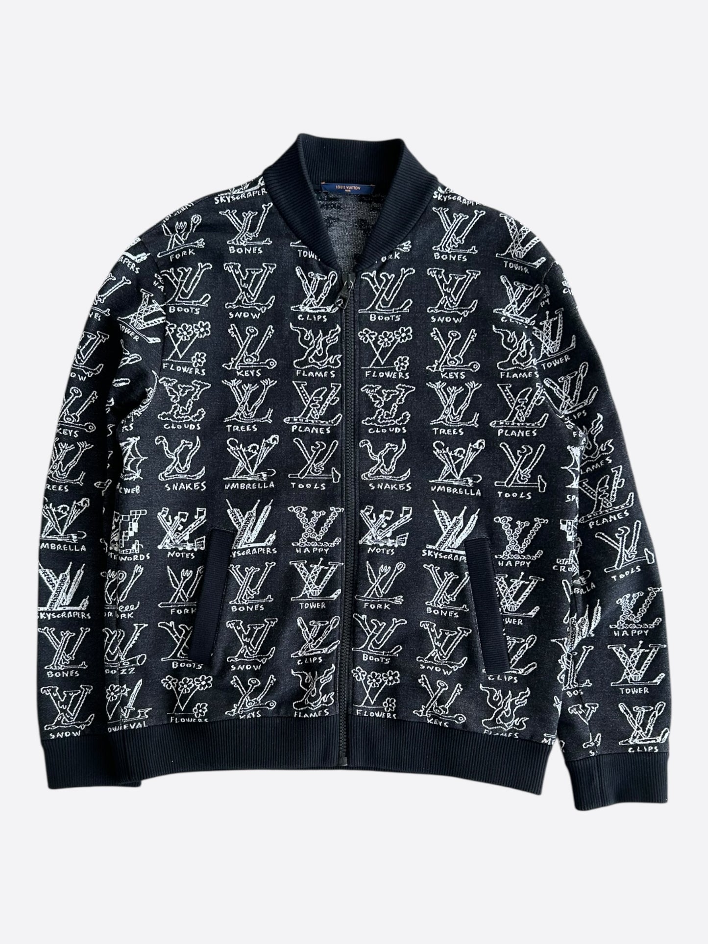 Louis Vuitton Black & White Cartoon Logo Bomber Jacket