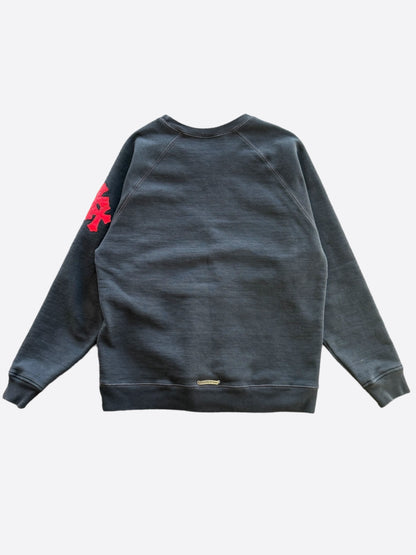 Chrome Hearts Navy & Red Triple Cross Patch Paper Jam Sweater