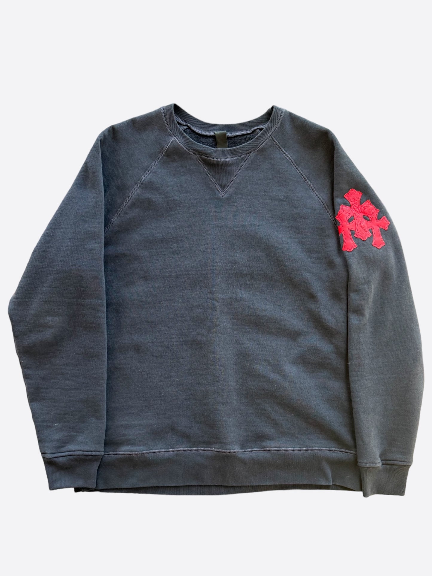 Chrome Hearts Navy & Red Triple Cross Patch Paper Jam Sweater