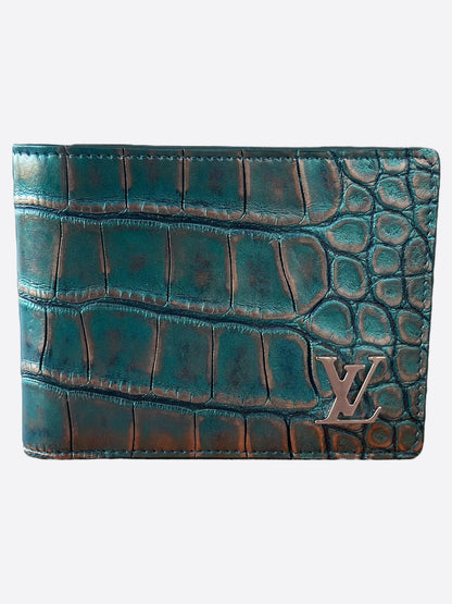 Louis Vuitton Blue & Orange Crocodile Multiple Wallet