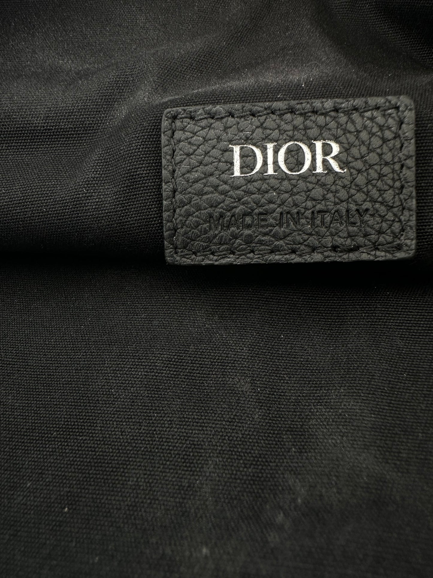 Dior Black & Silver Logo Calfskin Saddle Bag