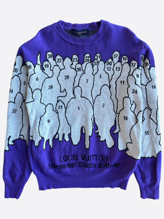 Louis Vuitton Purple & White Staff Wool Sweater