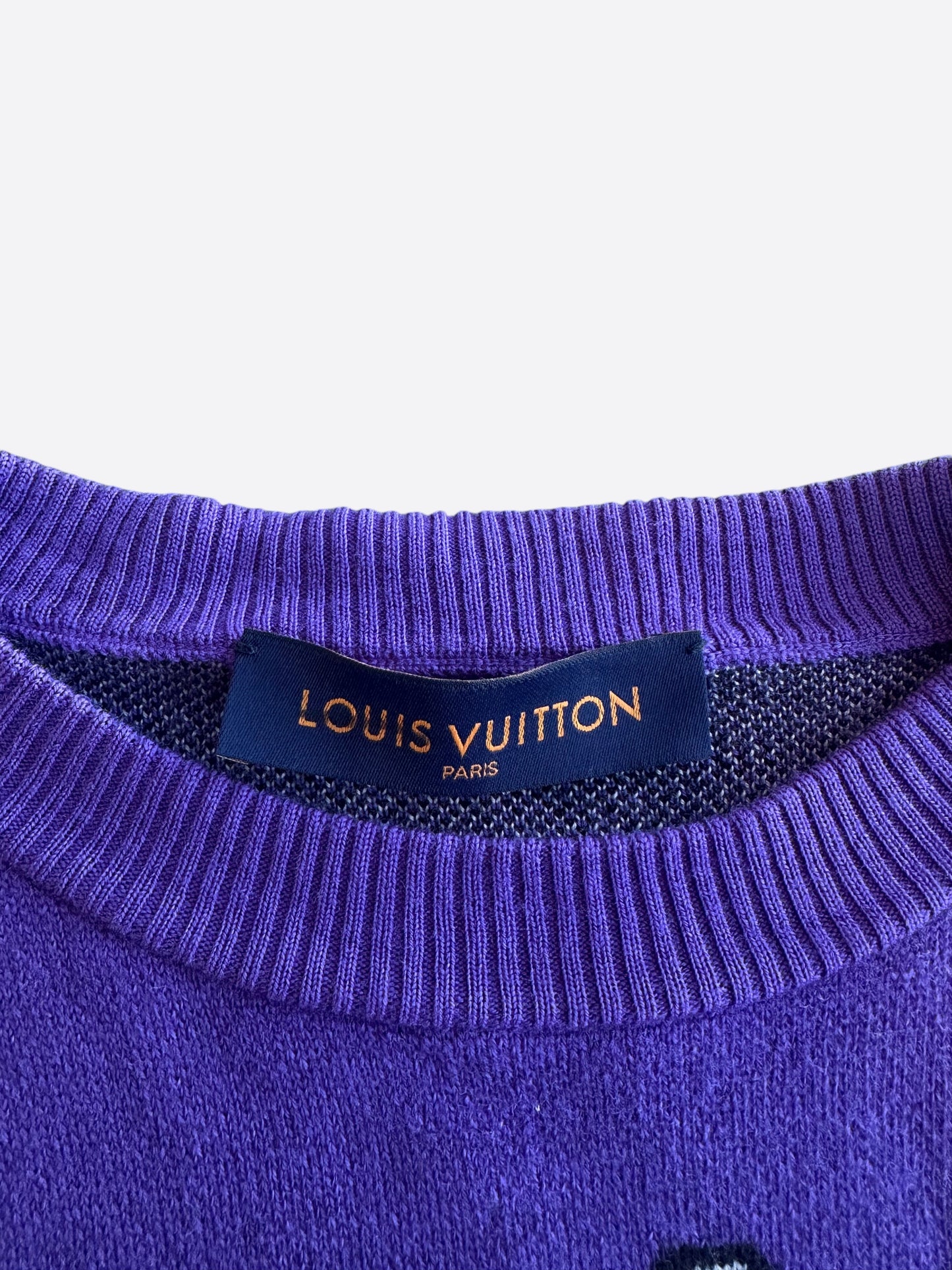 Louis Vuitton Purple & White Staff Wool Sweater