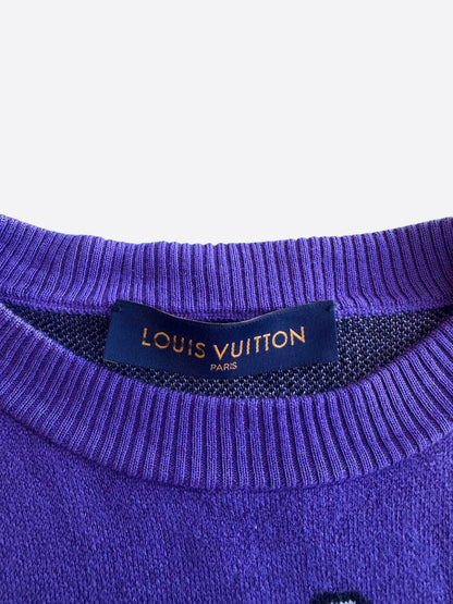 Louis Vuitton Purple & White Staff Wool Sweater