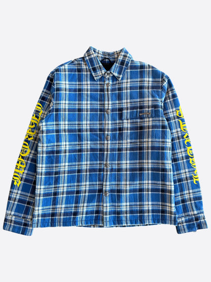 Chrome Hearts Blue & Yellow Script Padded Flannel Jacket