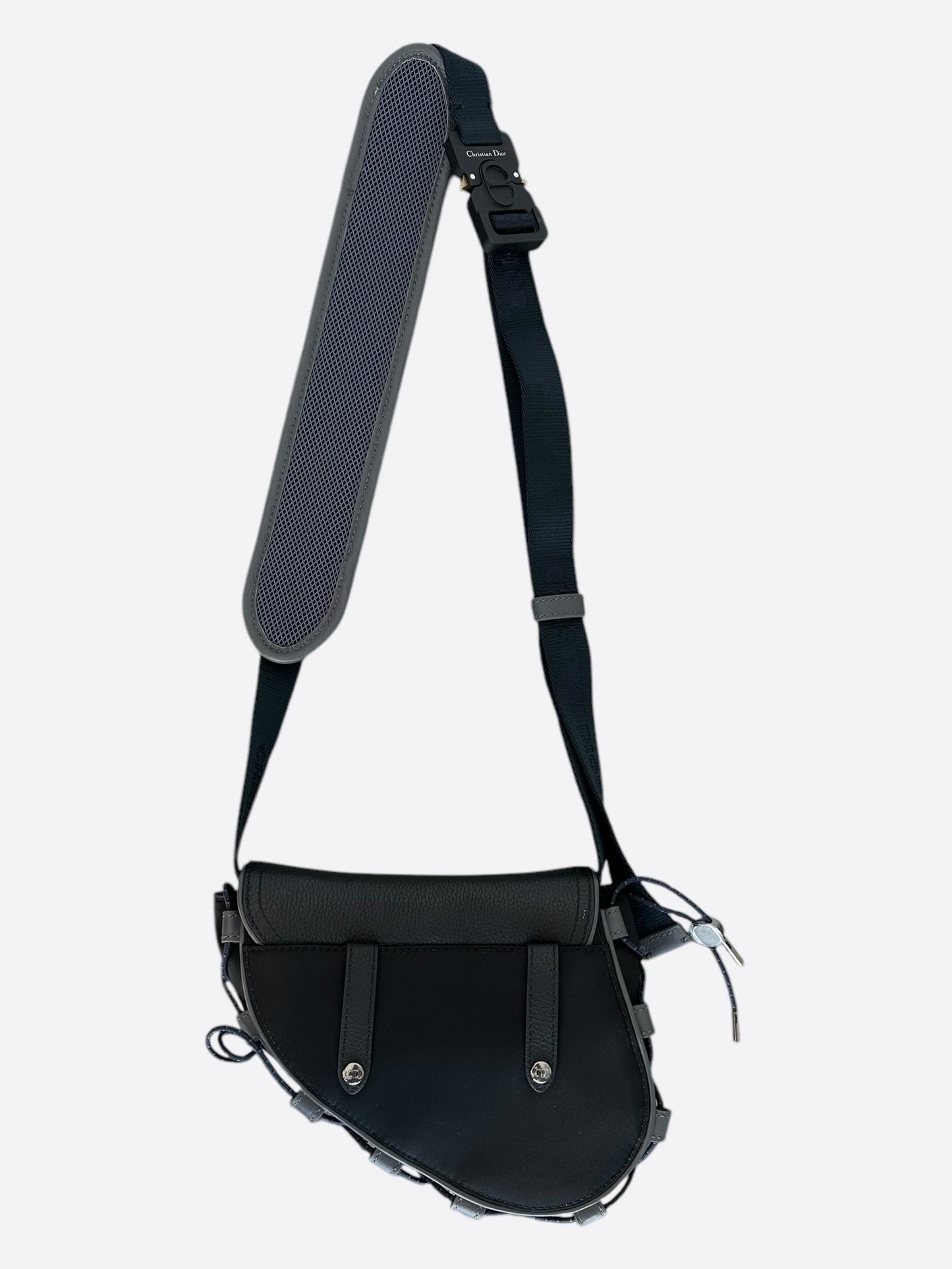 Dior Sacai Black Calfskin Saddle Bag