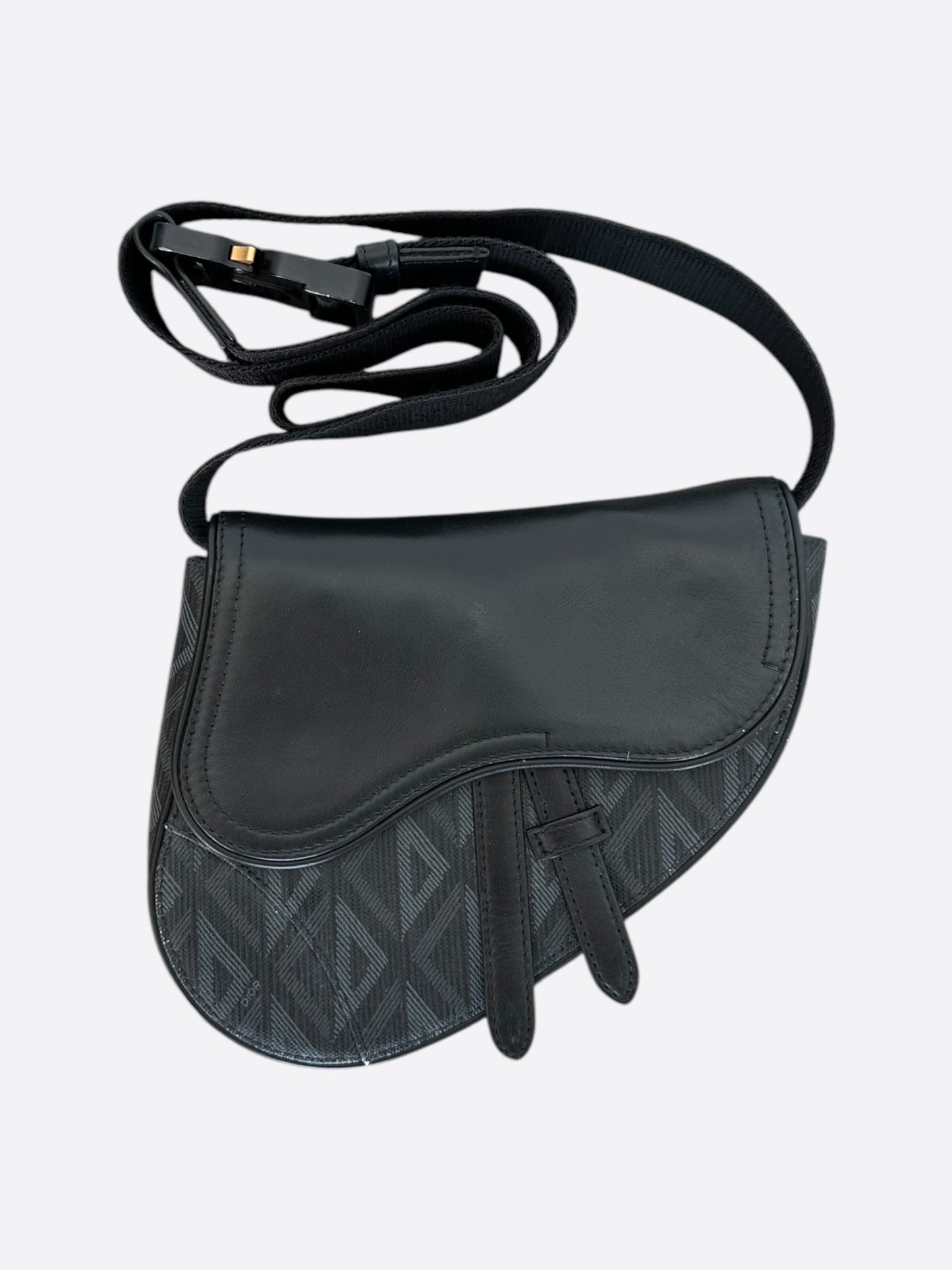 Dior Black CD Diamond Mini Saddle Bag