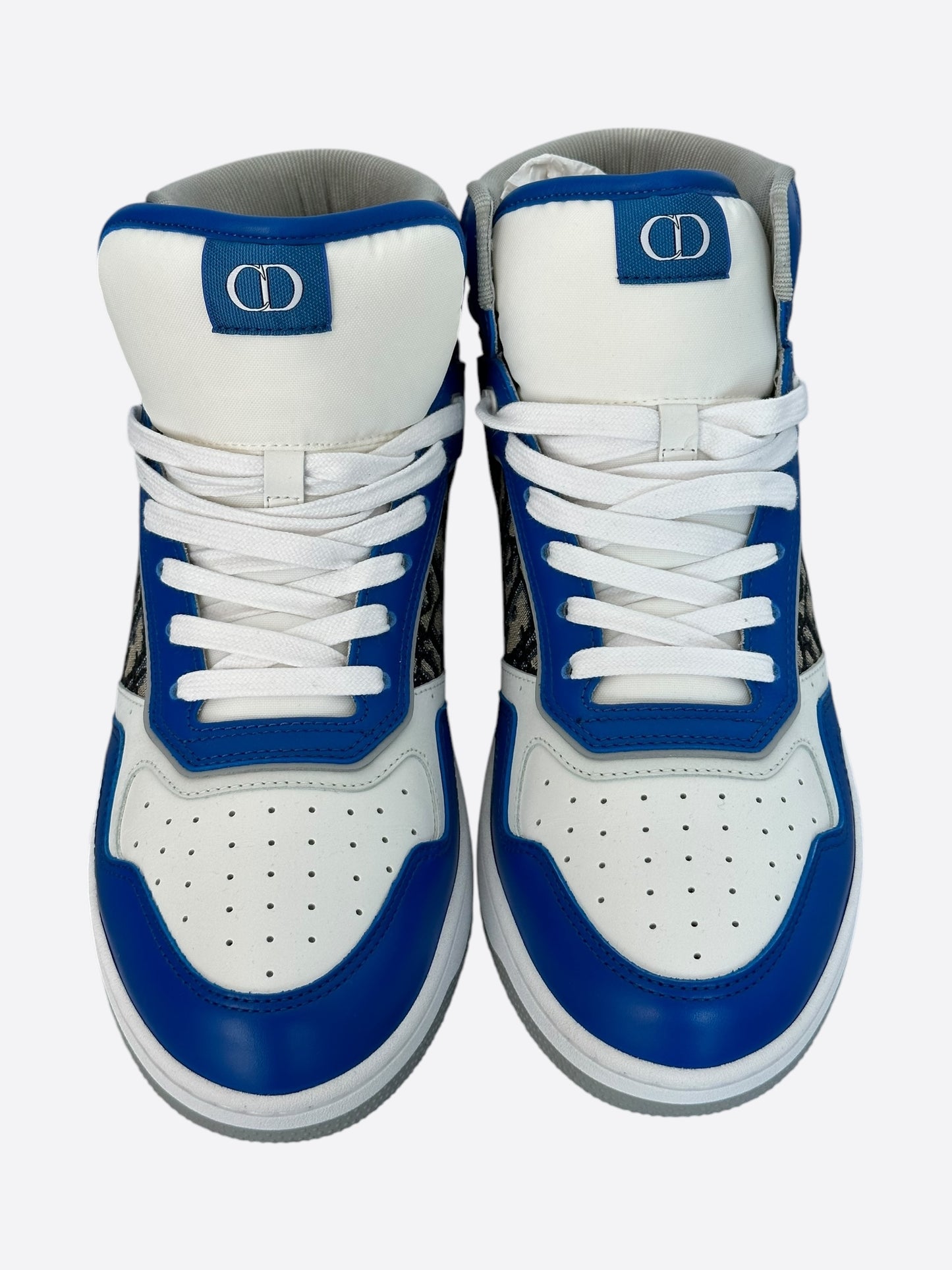 Dior Blue & Beige Oblique B27 High Top Sneakers