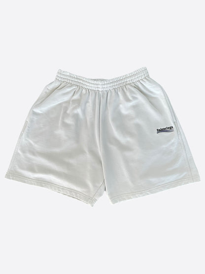 Balenciaga Light Grey Campaign Embroidered Logo Shorts