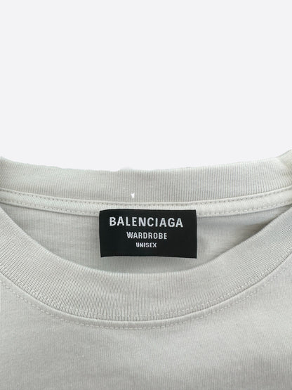 Balenciaga Light Grey Campaign Embroidered Logo T-Shirt