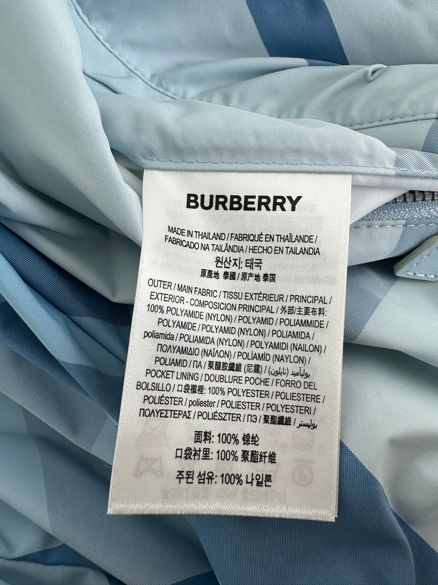 Burberry Blue Check Pattern Anorak