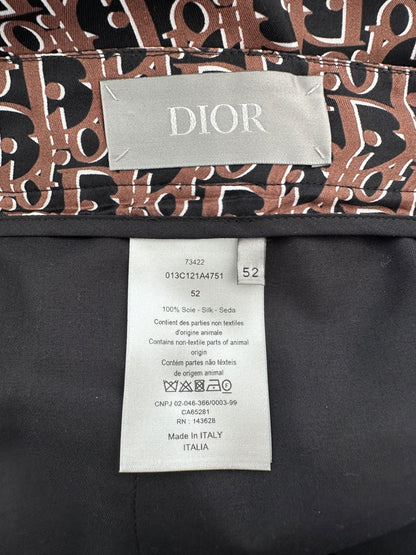 Dior Black & Orange Oblique Bermuda Silk Shorts