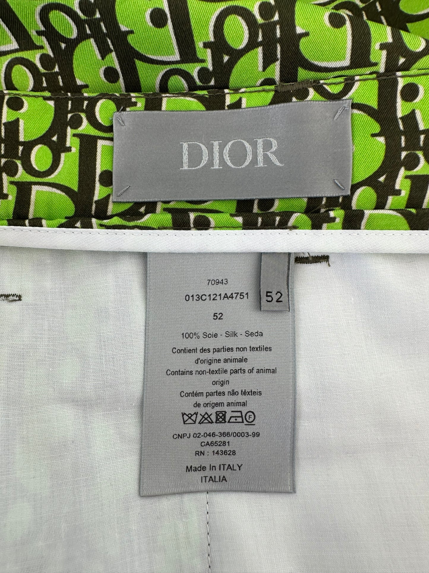 Dior Green & Black Oblique Silk Shorts