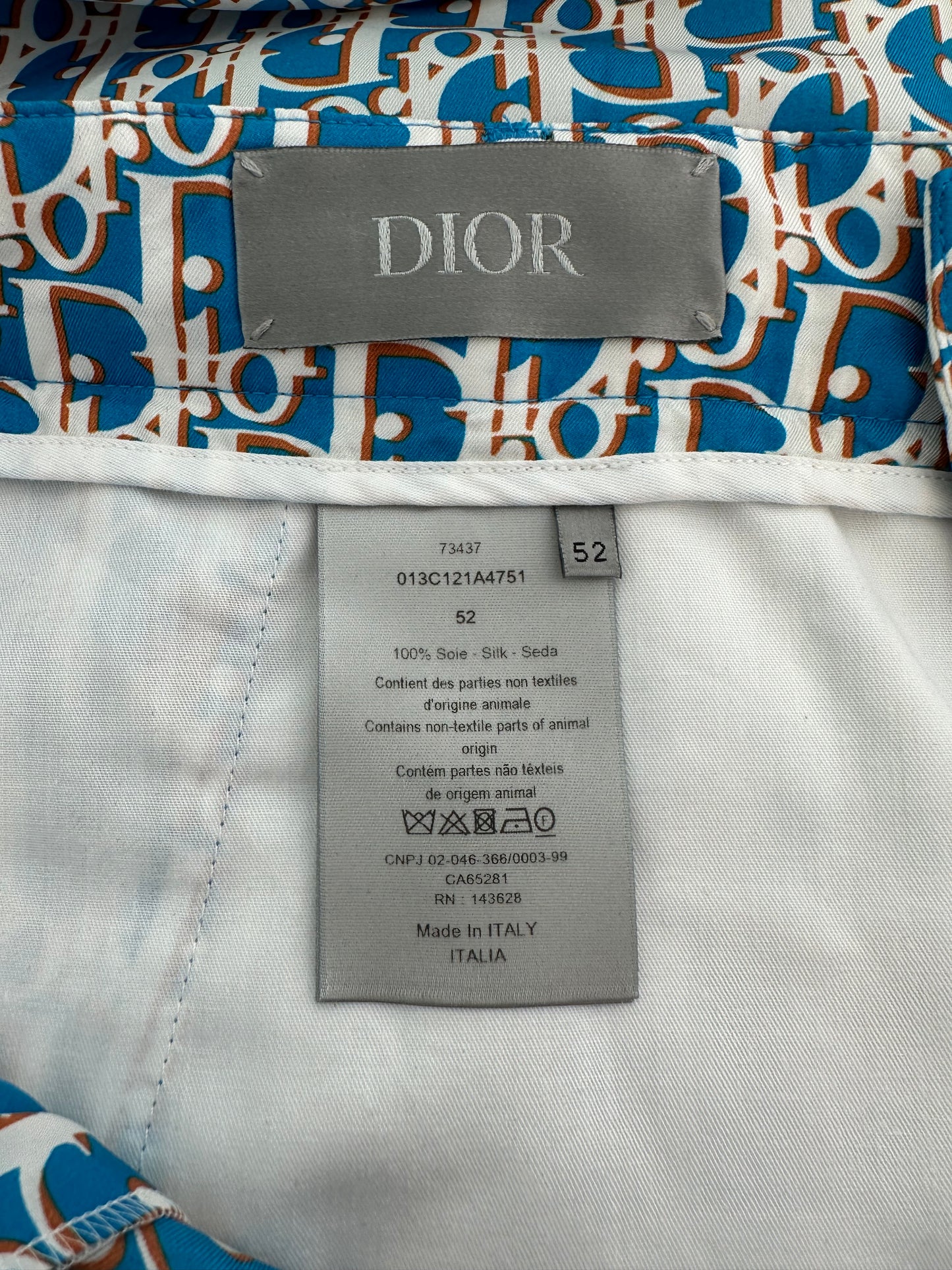 Dior Blue & White Oblique Bermuda Silk Shorts