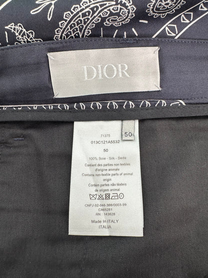 Dior Cactus Jack Navy & White Diamond Bandana Print Silk Shorts