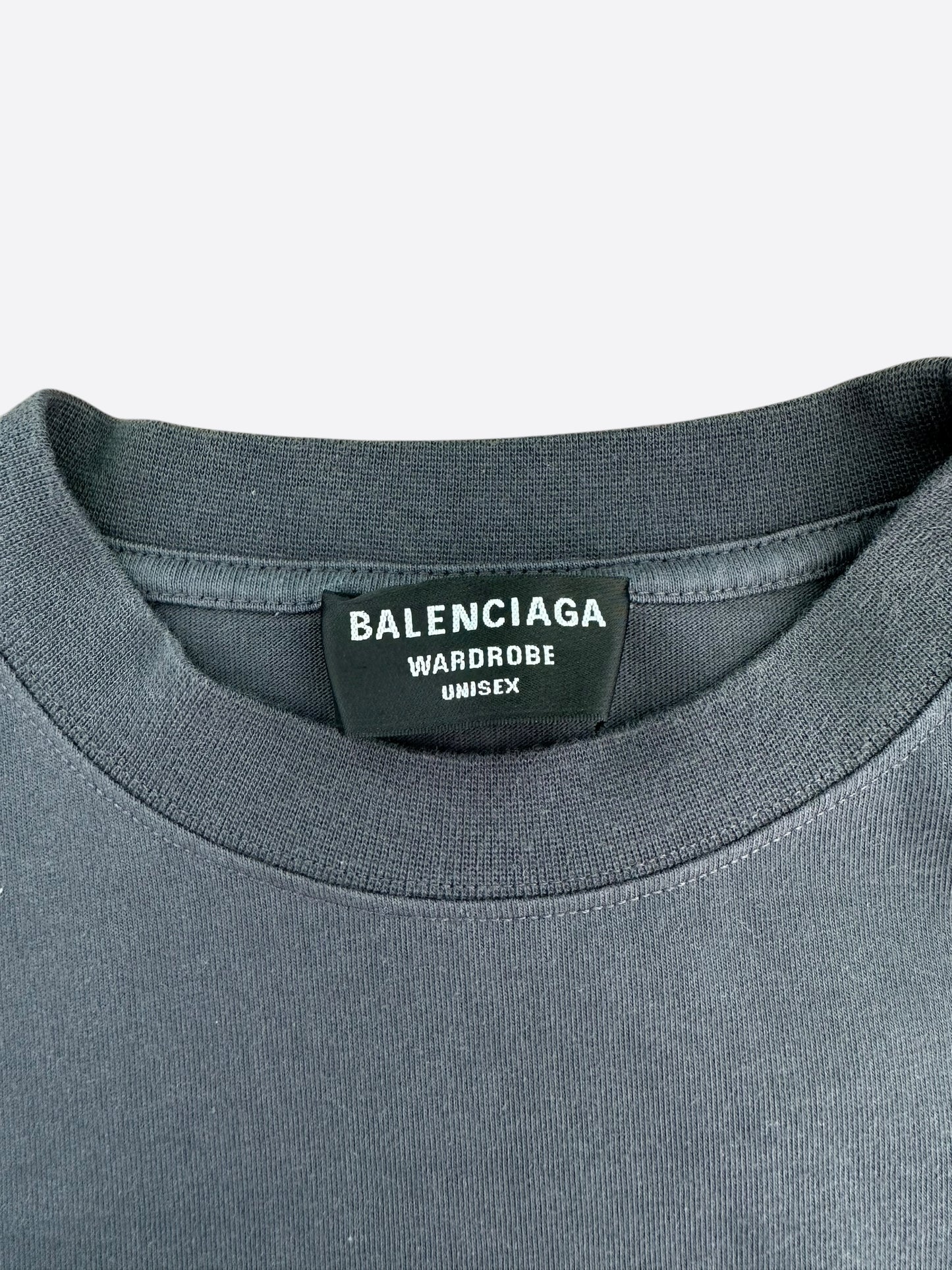 Balenciaga Faded Black Campaign Embroidered Logo T-Shirt