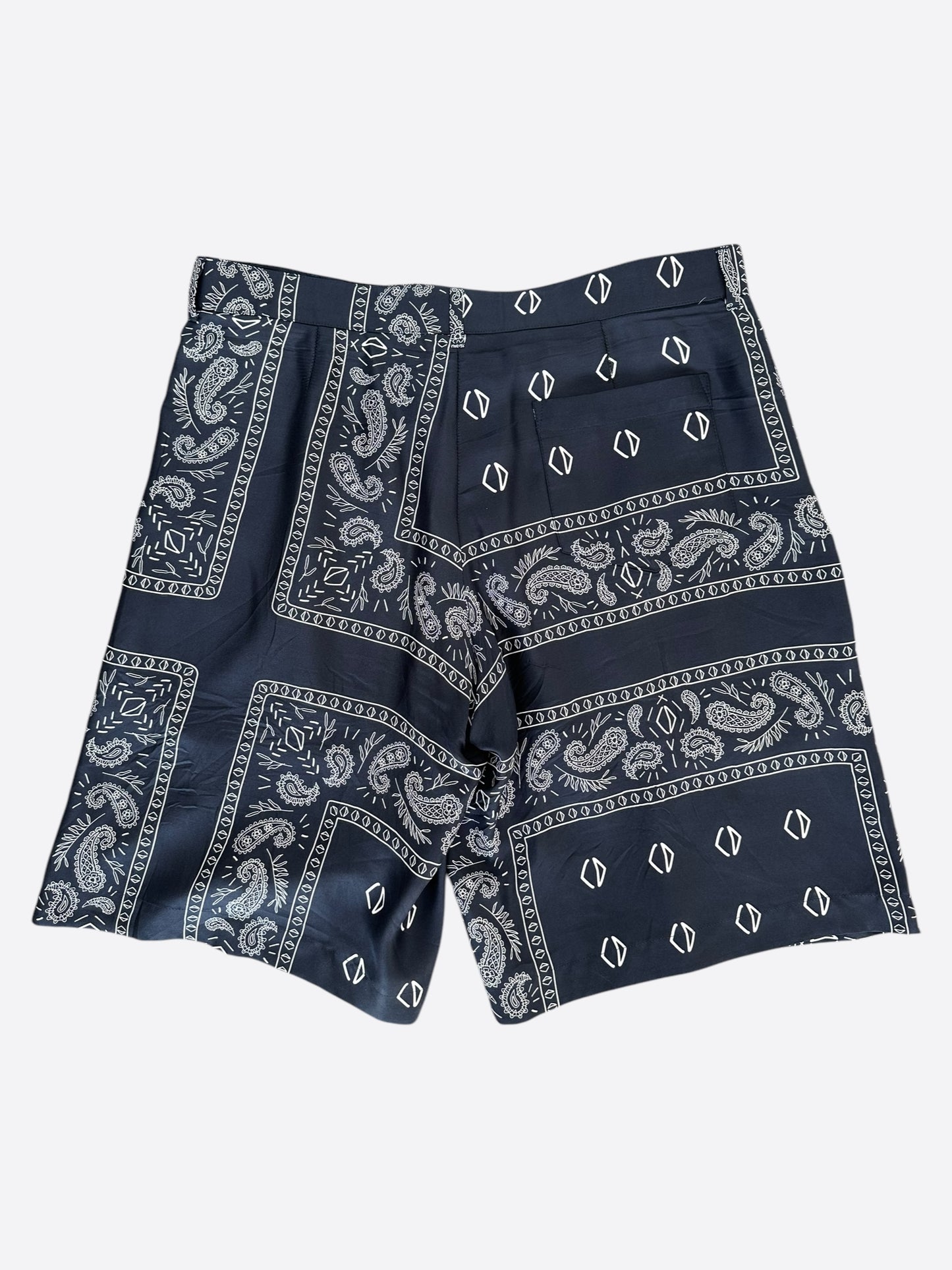 Dior Cactus Jack Navy & White Diamond Bandana Print Silk Shorts