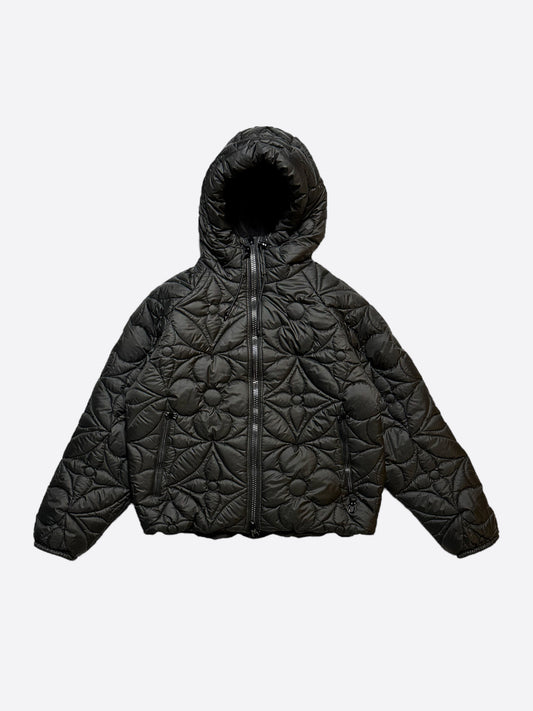 Louis Vuitton Black Flower Monogram Reversible Puffer