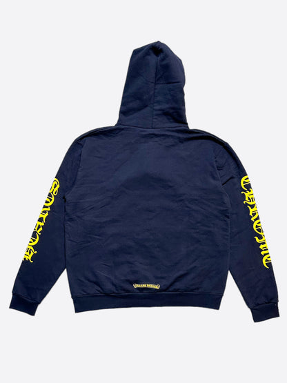 Chrome Hearts Navy & Yellow Script Logo Hoodie