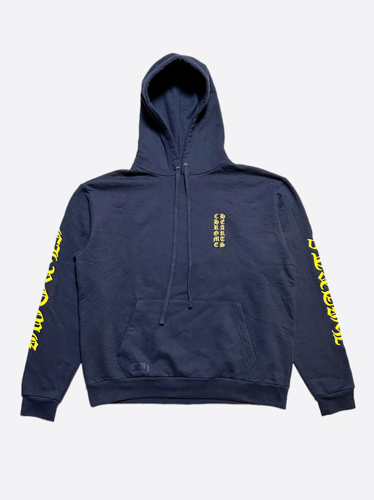 Chrome Hearts Navy & Yellow Script Logo Hoodie